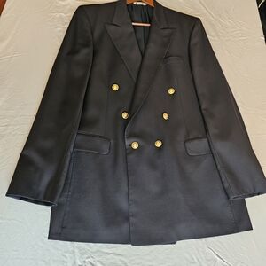 Aquascutum Navy Double-Breasted Blazer with Gold Buttons